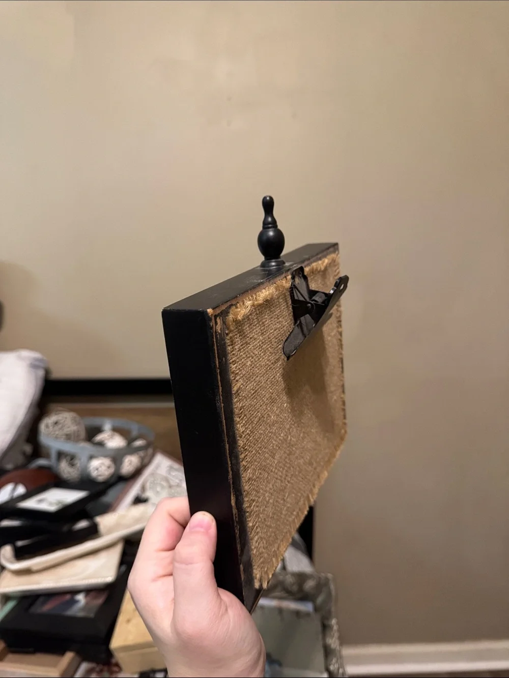 Rustic Burlap Clip Frame - Black Finish 5 x 7